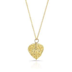 Amy Y 18k yellow gold Aspen Leaf With Diamonds