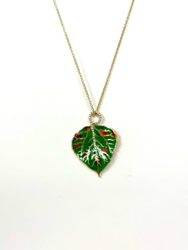 Amy Y Aspen Leaf Enamel Necklace (Meridian Jewelers Exclusive)